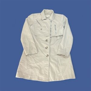 Michael Kors Light Tan Cream Trench Coat with Silver Details sz M no belt